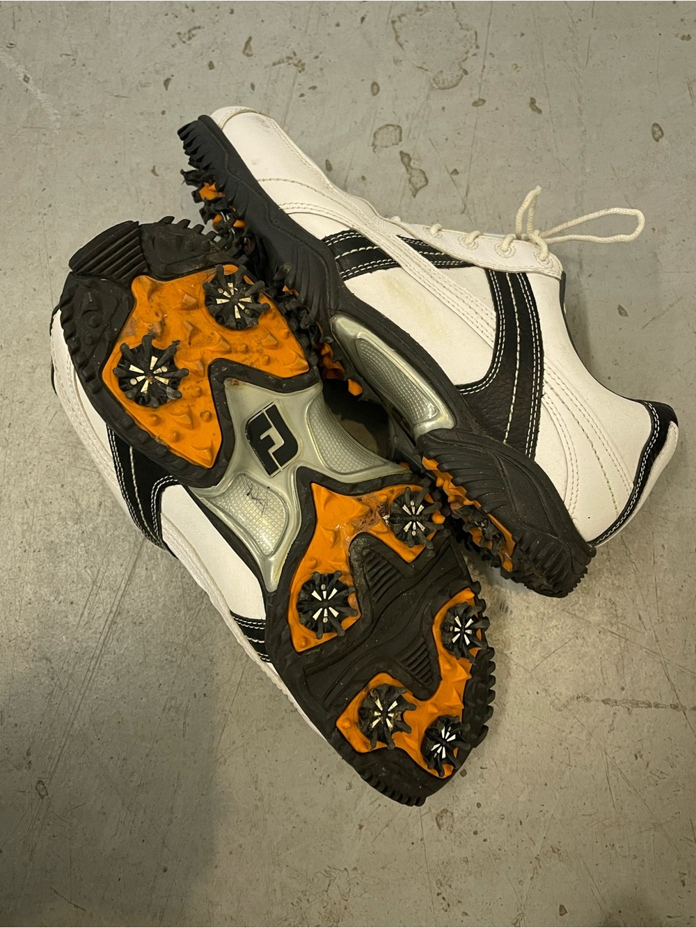 White and Black Men’s Foot Joy Athletic Golf Shoes - Picture 2 of 7